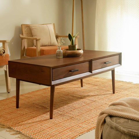 Old World double drawer coffee table - ellementry