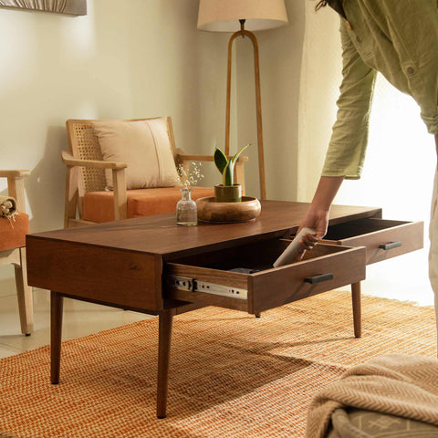 Old World double drawer coffee table - ellementry