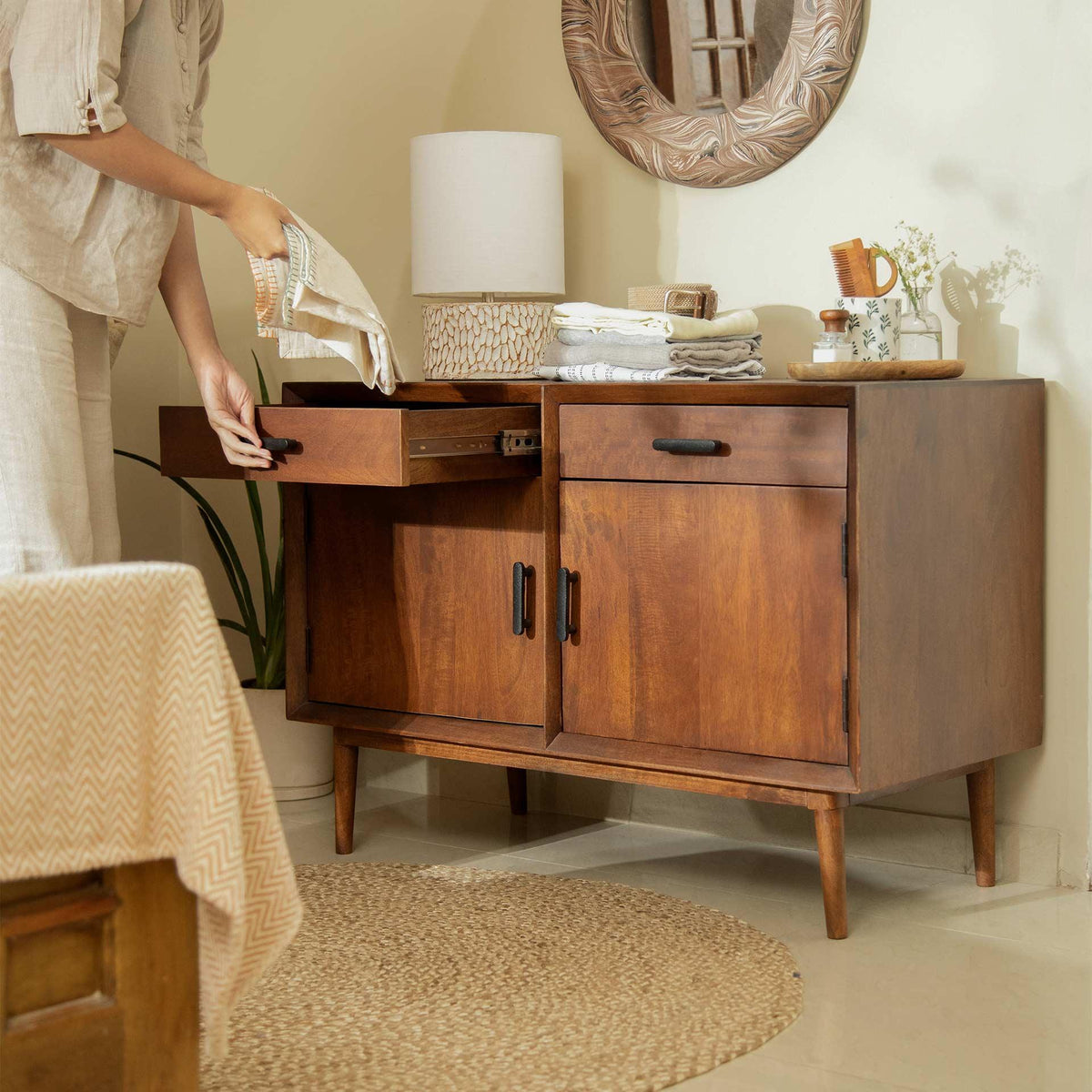 Old World double drawer cabinet - ellementry