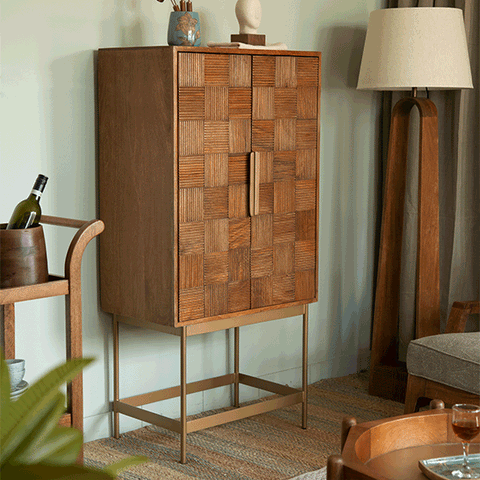 Bruno bar cabinet with metal stand - ellementry