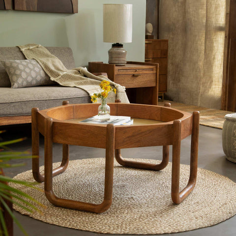 Bruno Octagon Coffee Table With Wooden Legs - ellementry