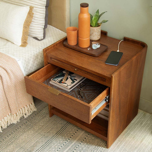 Bruno end table with sleek slider drawer - ellementry