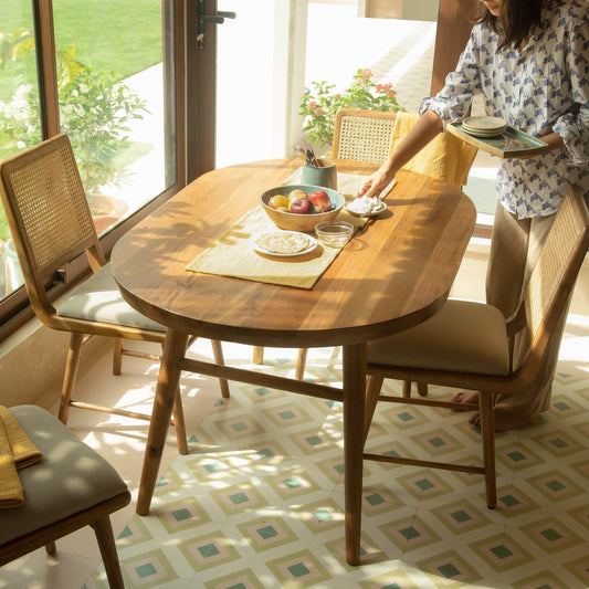 West Village Wooden Four Seater Oval Dining Table - ellementry