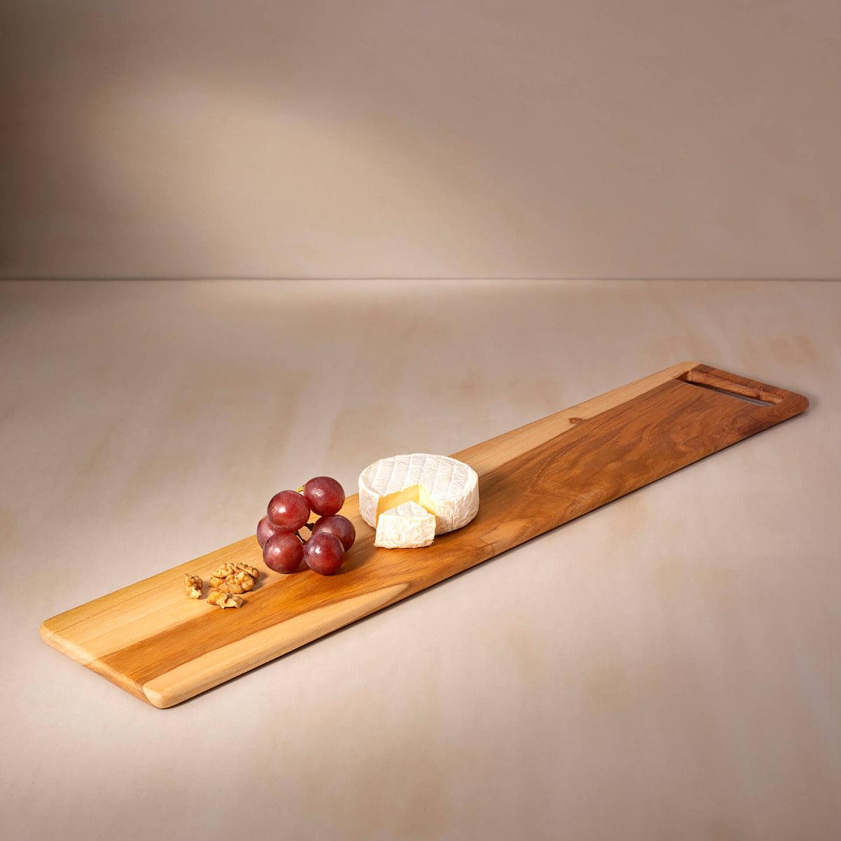 in teak wooden cheese/bread board long - ellementry
