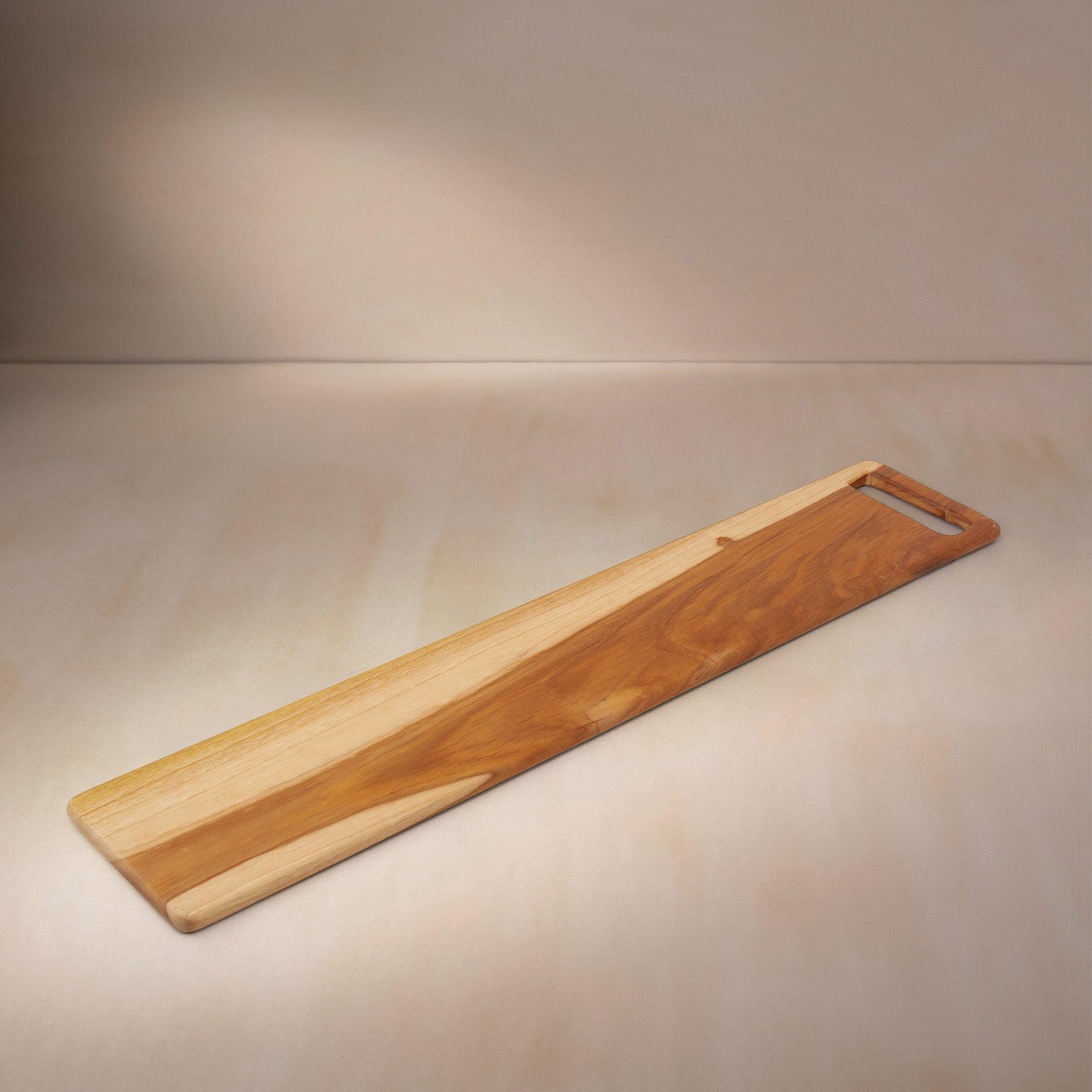 in teak wooden cheese/bread board long