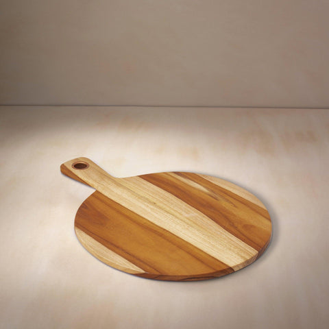 In Teak Wooden Cheese/Bread Board Round Sml - ellementry