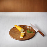 wooden chopping board round lrg brown - ellementry