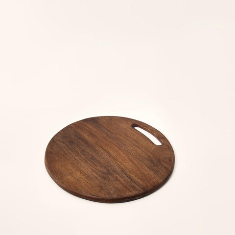 wooden chopping board round lrg brown - ellementry