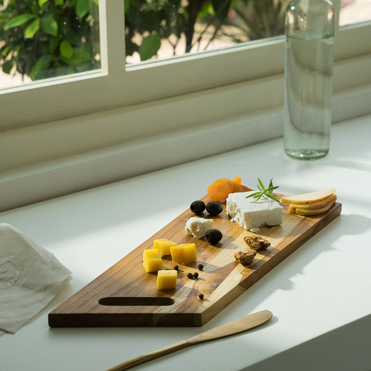 In Teak Wooden Cheese/Bread Board Rectangle - ellementry