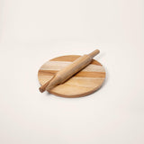 in teak wooden chakla belan with stand- large - ellementry