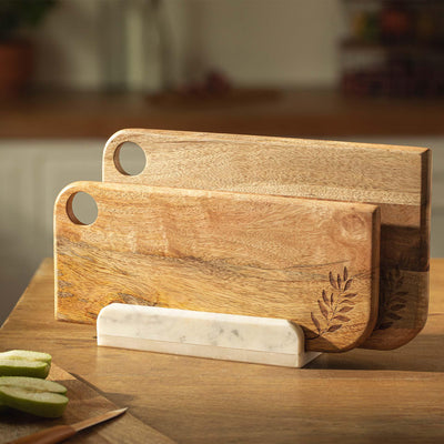 Twiggy Chopping Board Set of 2 with Marble Stand - ellementry