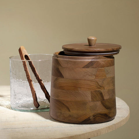 Fryst Wooden Ice Bucket with Glass Insert - ellementry