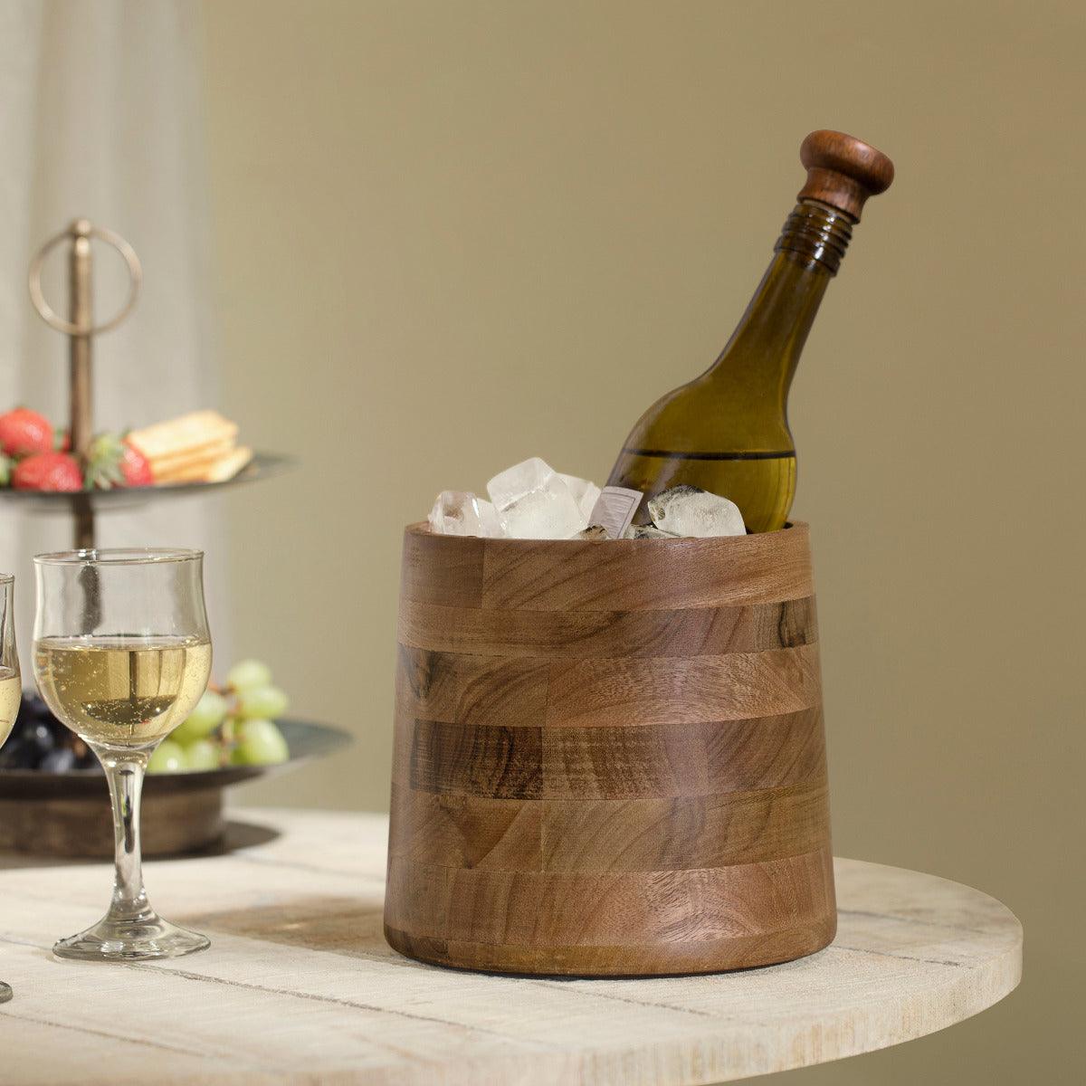 Fryst Wooden Bottle Cooler with Glass Insert - ellementry