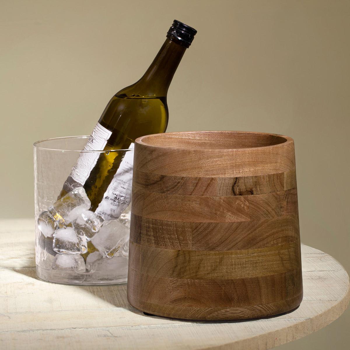 Fryst Wooden Bottle Cooler with Glass Insert