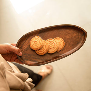umber leaf oval platter