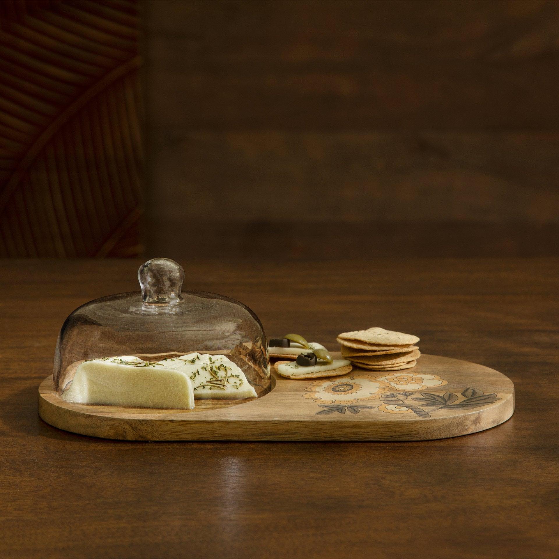 Fleur Dâ€™Or Platter with Glass Cloche