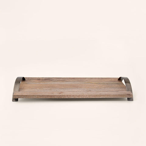 natural wood tray with handles- large - ellementry