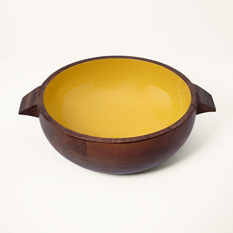 yellow orchard serving bowl with handles- large - ellementry