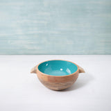 blue orchard serving bowl with handles- medium - ellementry