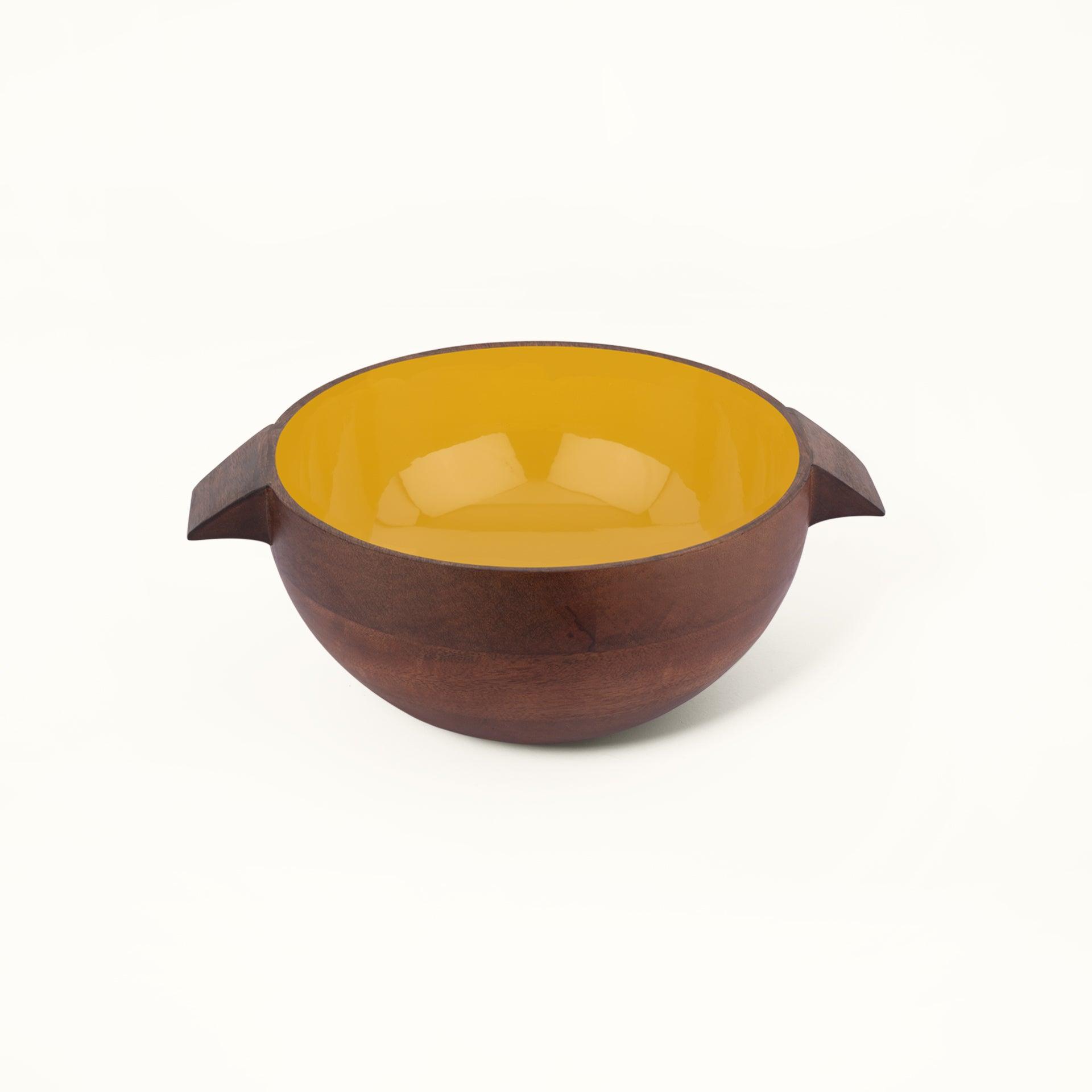 yellow orchard serving bowl with handles- medium