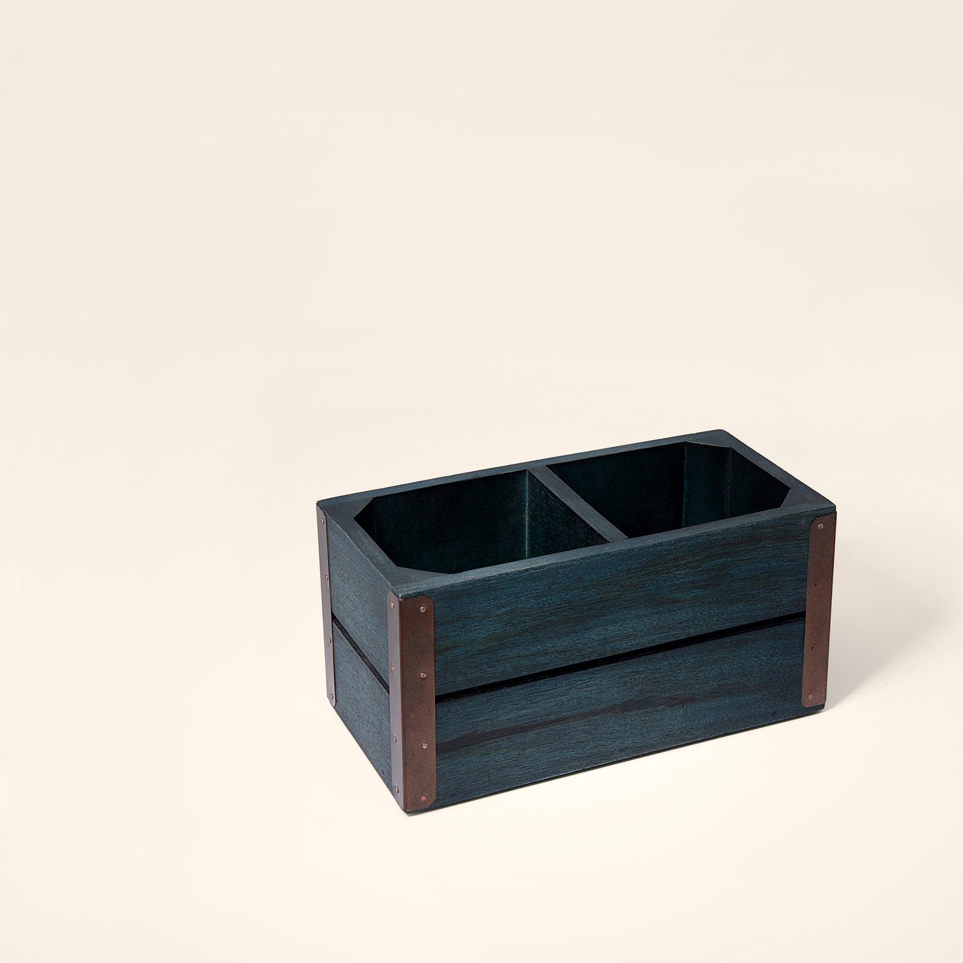 blue wood cutlery stand