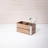 brown wood and metal cutlery stand - ellementry