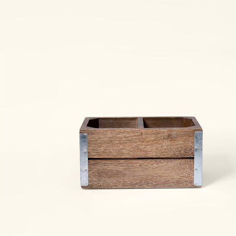 brown wood and metal cutlery stand - ellementry