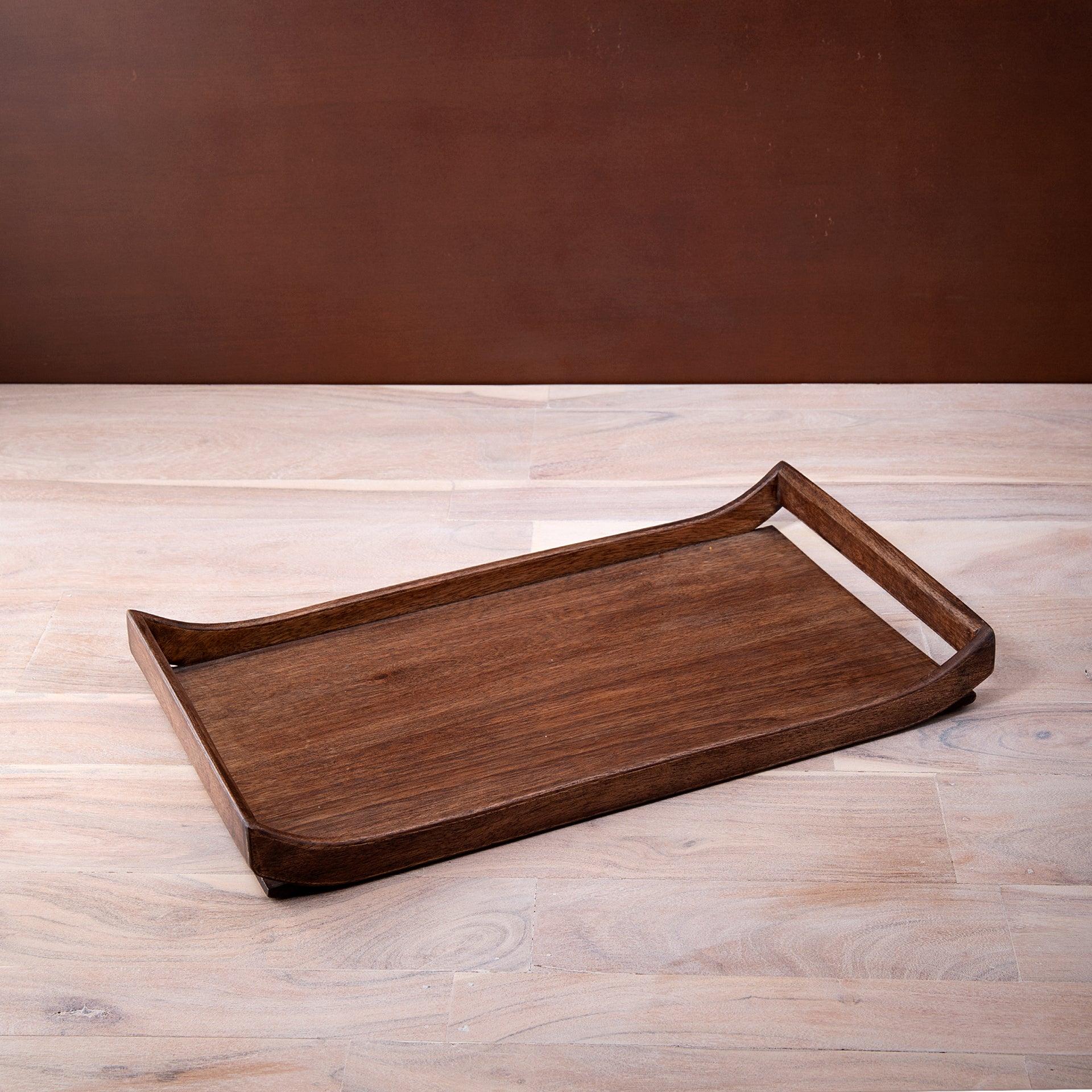 brown wood tray