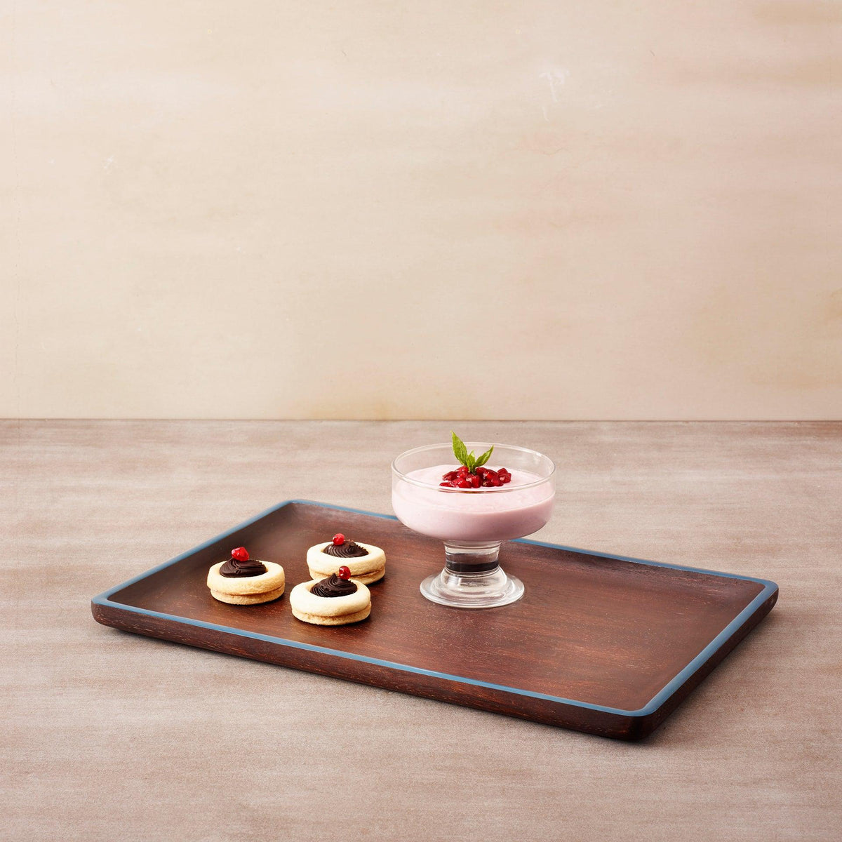 blue wood platter - ellementry