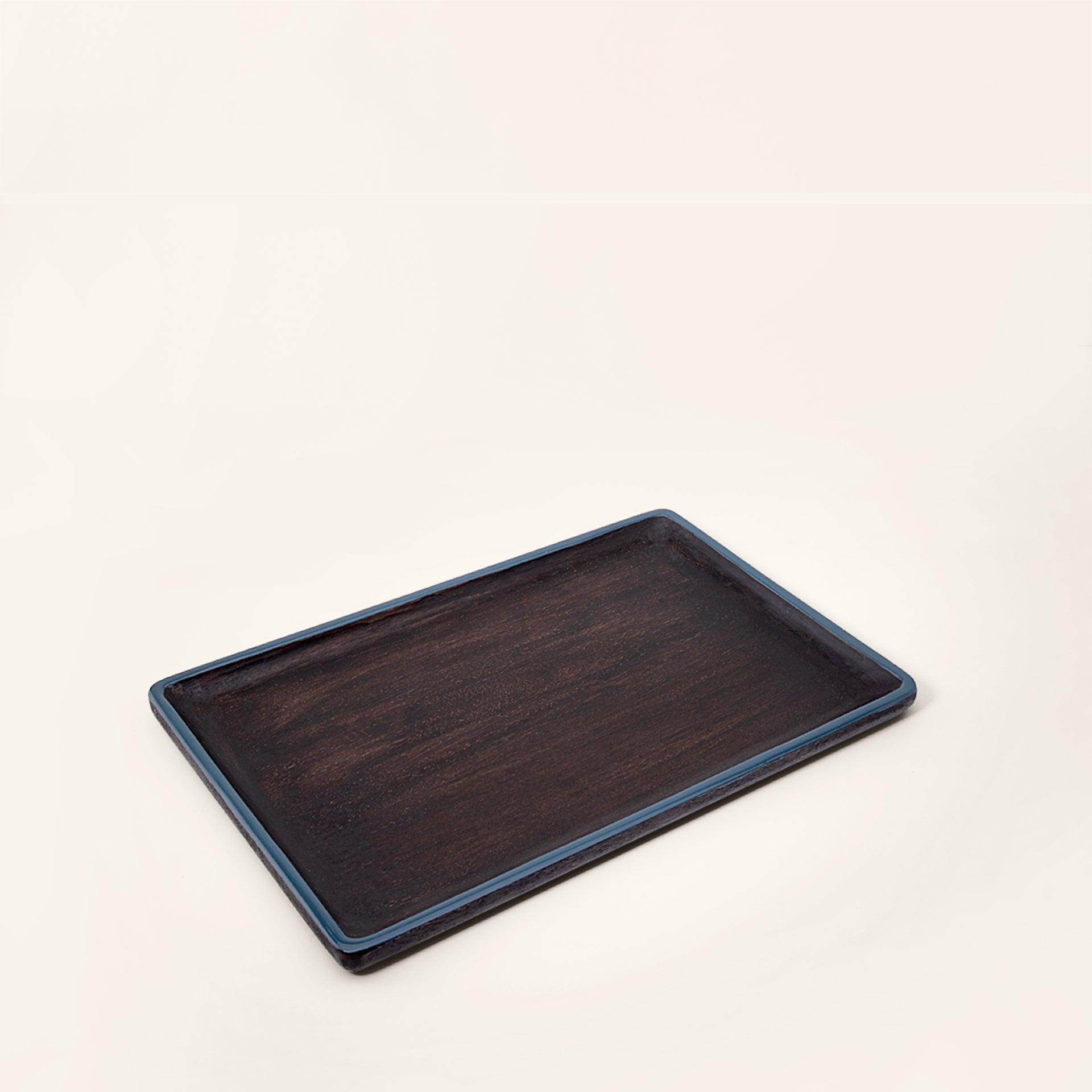 blue wood platter