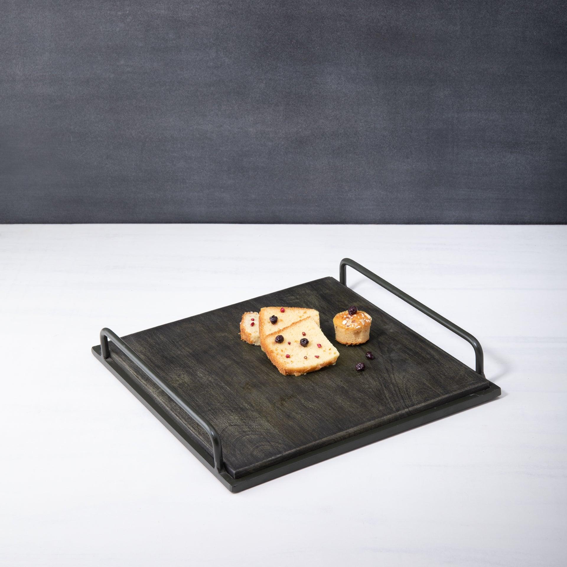 black wood tray rectangle
