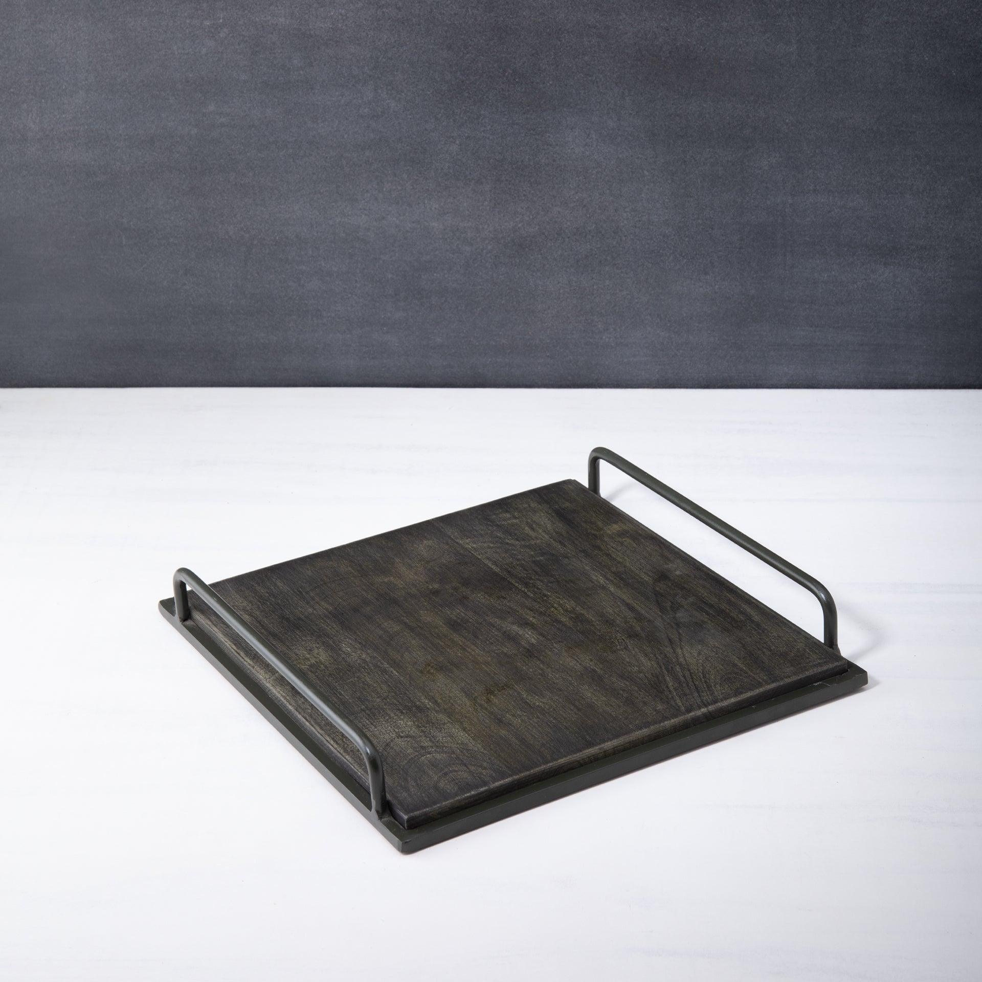 black wood tray rectangle