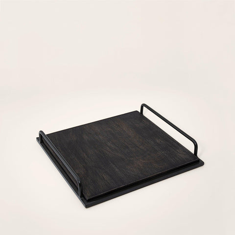 black wood tray rectangle - ellementry