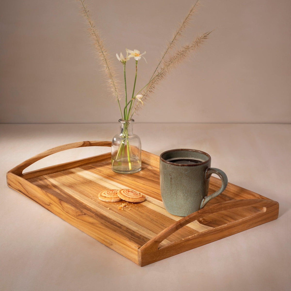 in teak wooden tray- large - ellementry