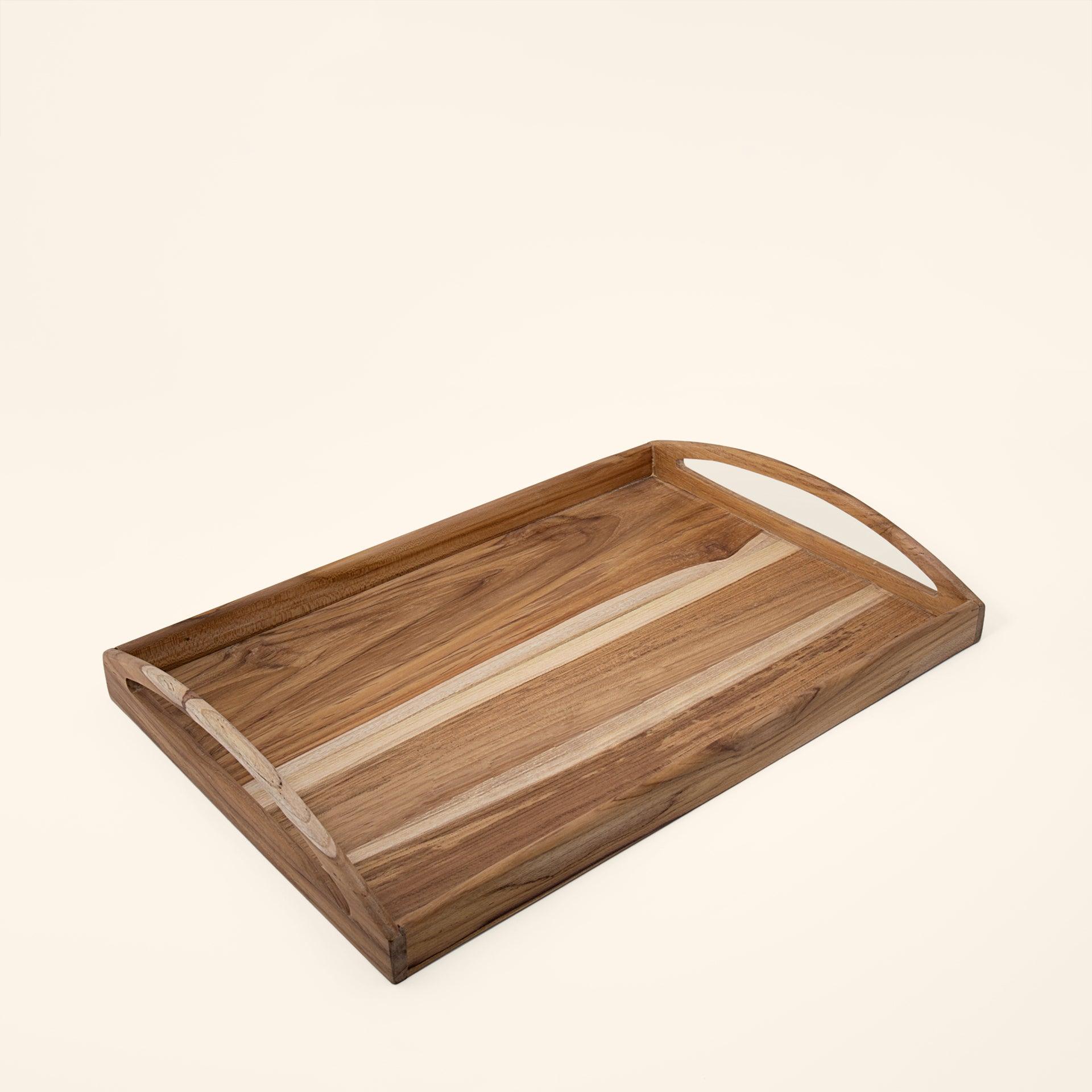 in teak wooden tray- large
