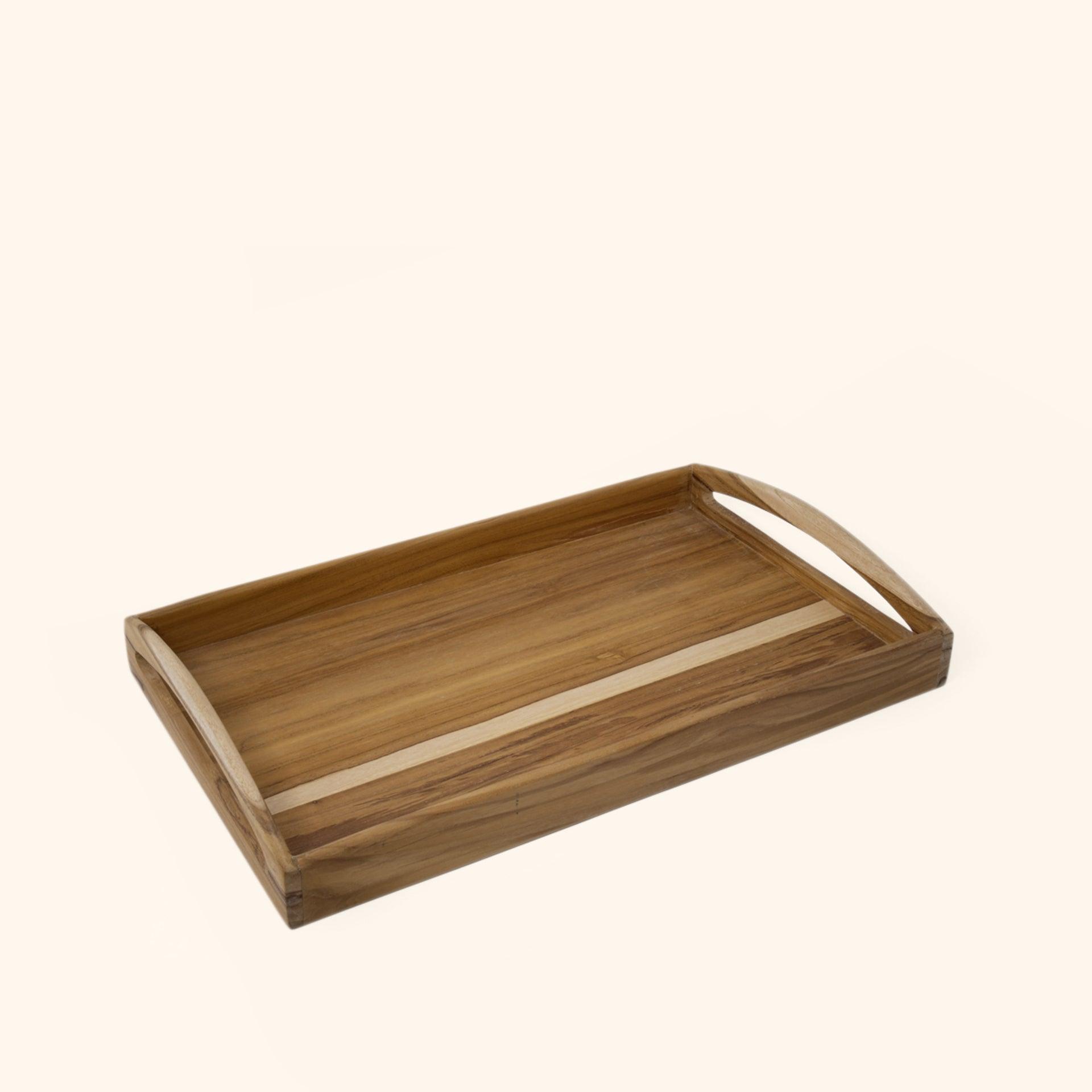 in teak wooden tray- small