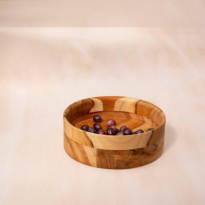 in teak wooden salad bowl- medium - ellementry