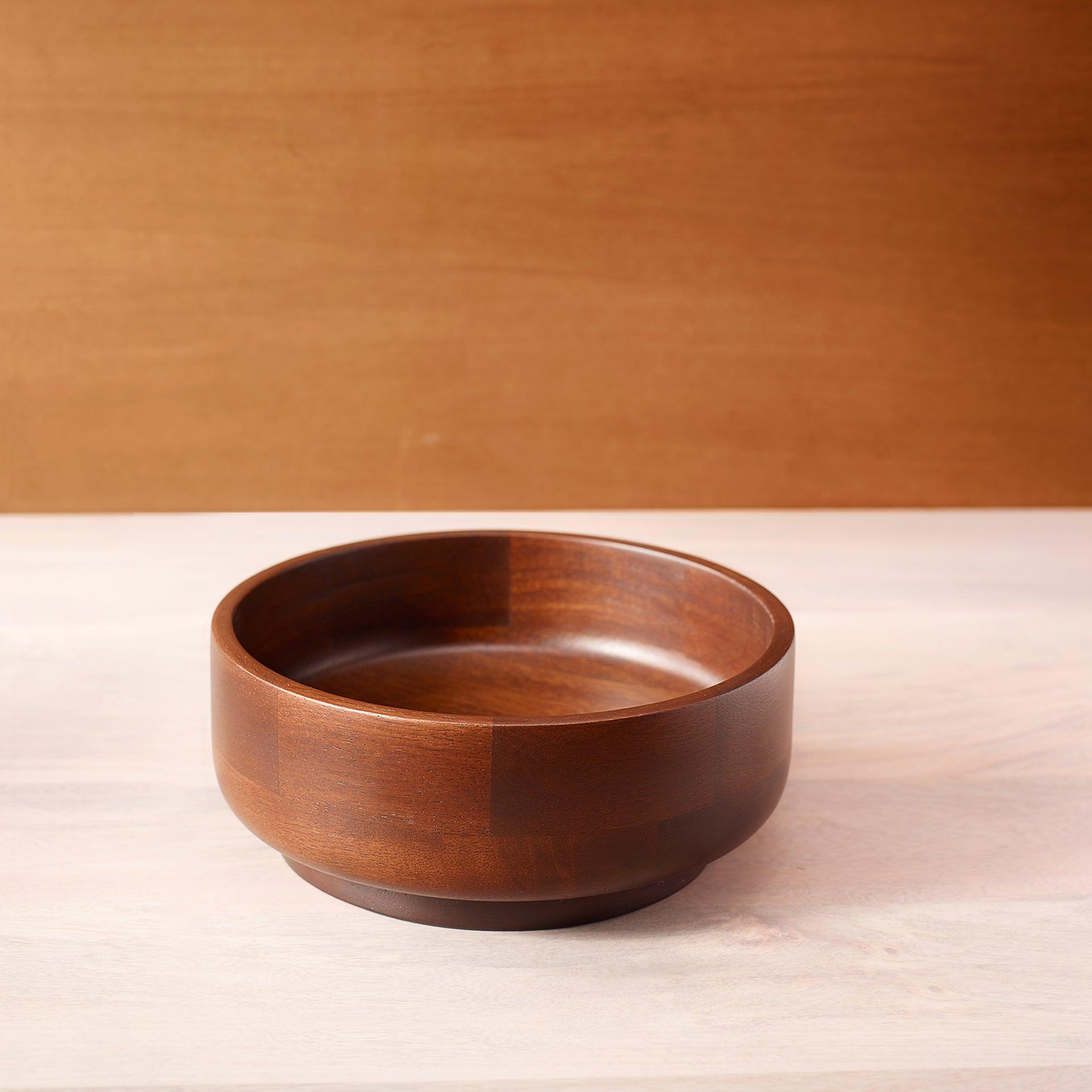 Liyah Brown Wooden Fruit Bowl - Medium