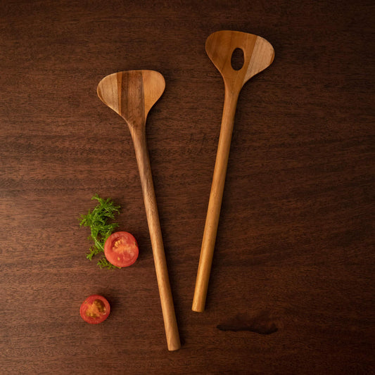 Teak Salad Spoon S/2 Natural - ellementry