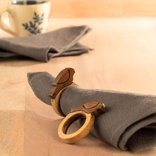 MANGO NAPKIN RING BIRD SET OF 2 NATURAL - ellementry