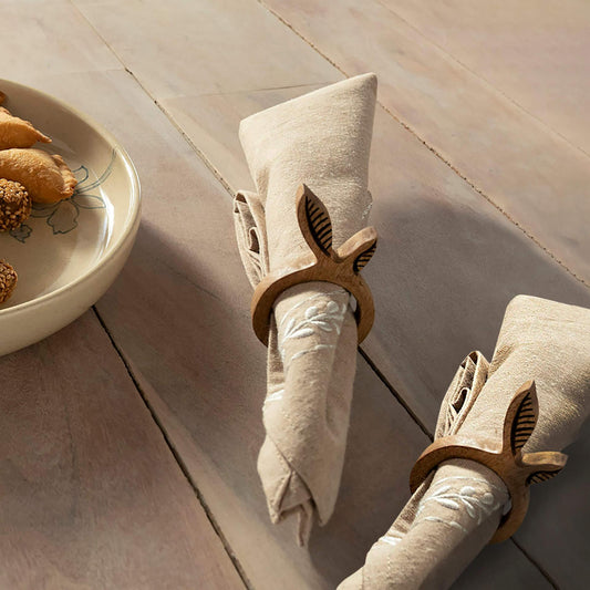 Mango Napkin Ring Leaf Set Of 2 Natural - ellementry