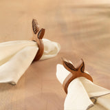MANGO NAPKIN RING LEAF SET OF 2 BROWN - ellementry