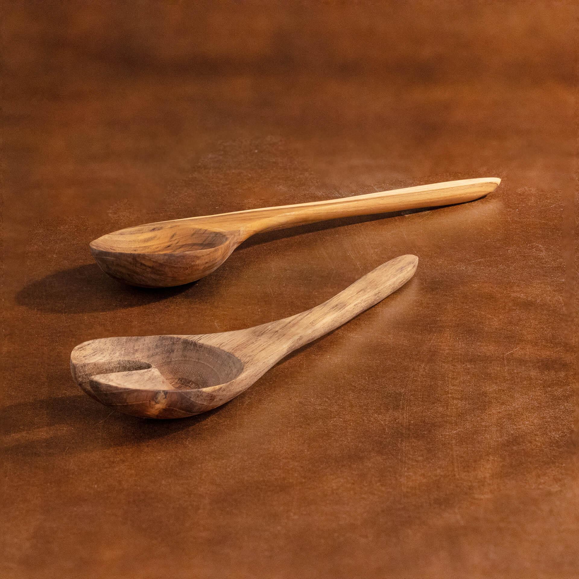 Teak Wood Salad Serving Spoon (Set Of 2)