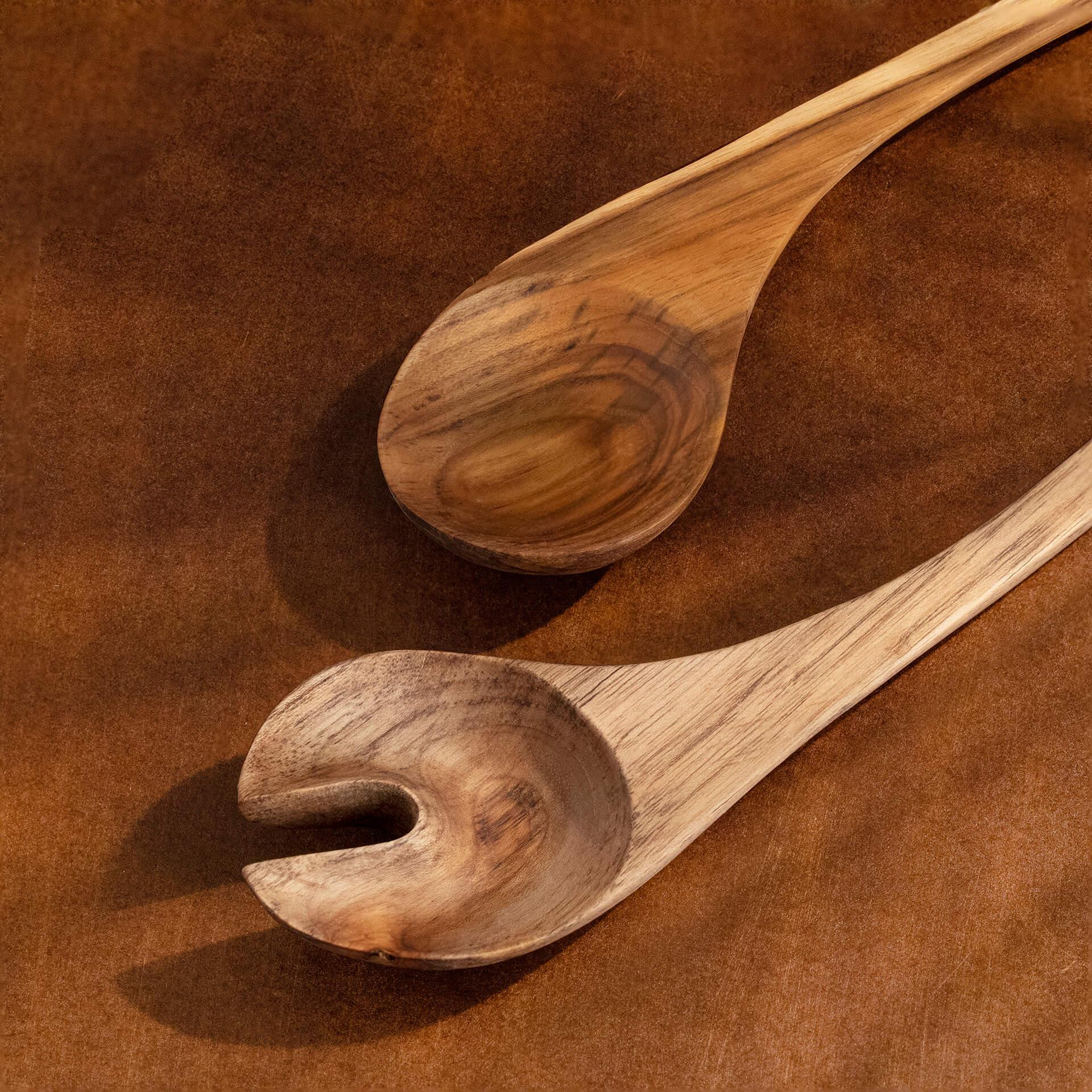 Teak Wood Salad Serving Spoon (Set Of 2)