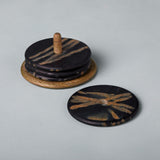 mango wood indigo coaster with stand (set of 4) - ellementry