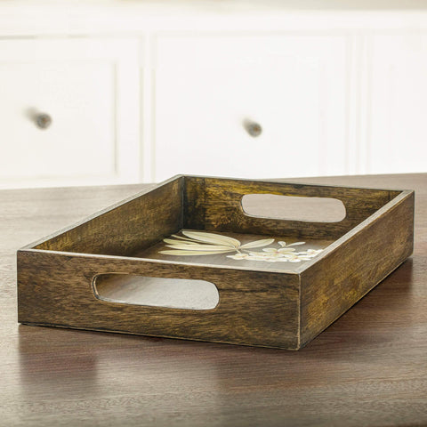 Frangipani Rectangle Wooden Tray - ellementry