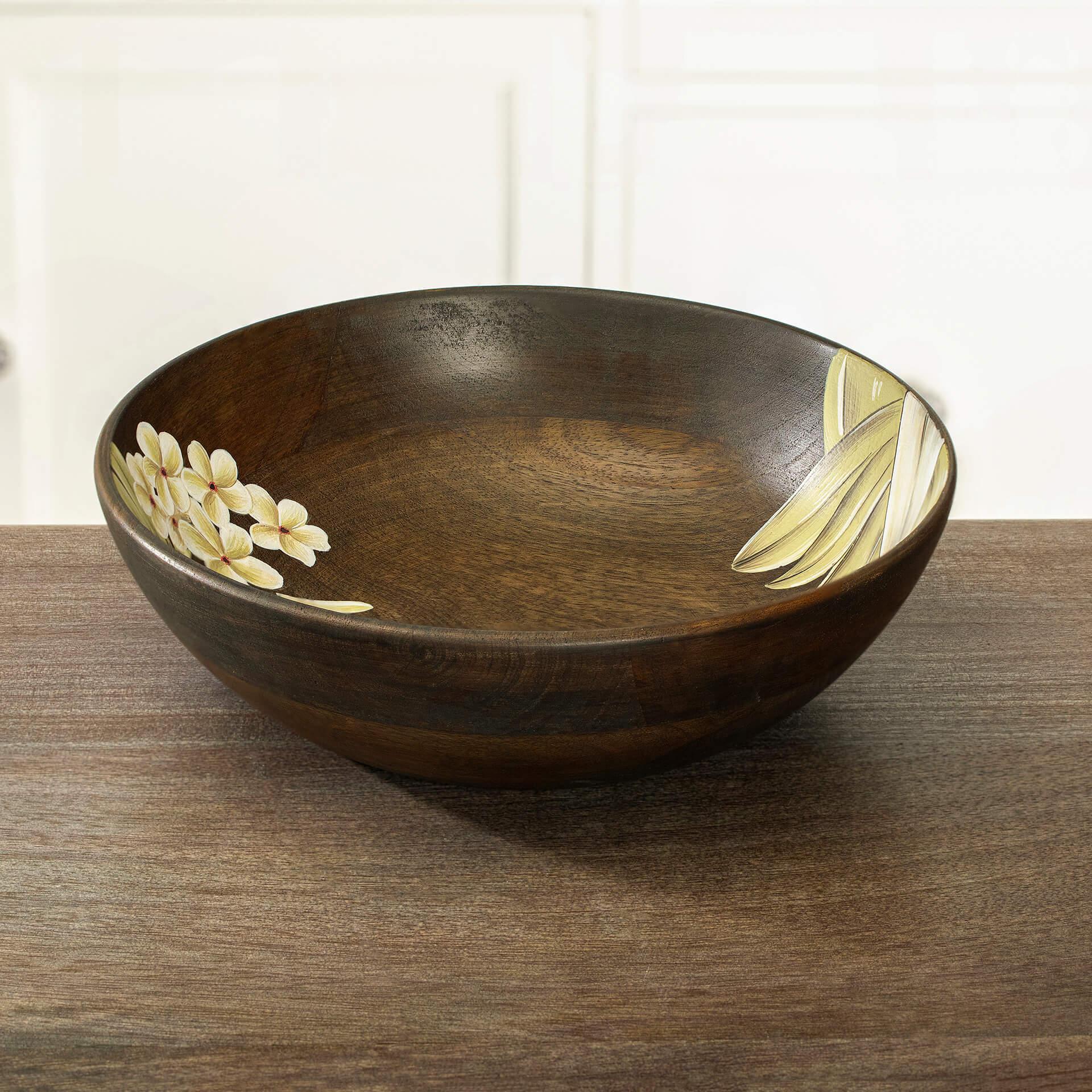 Frangipani Wooden Salad Bowl