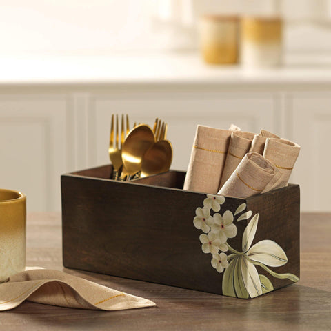 Frangipani Wooden Cutlery Stand - ellementry