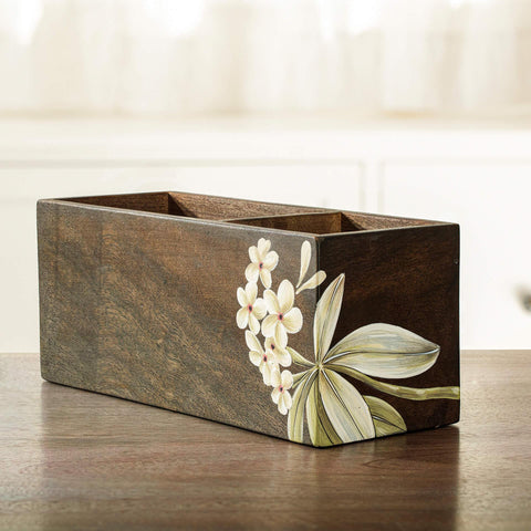 Frangipani Wooden Cutlery Stand - ellementry