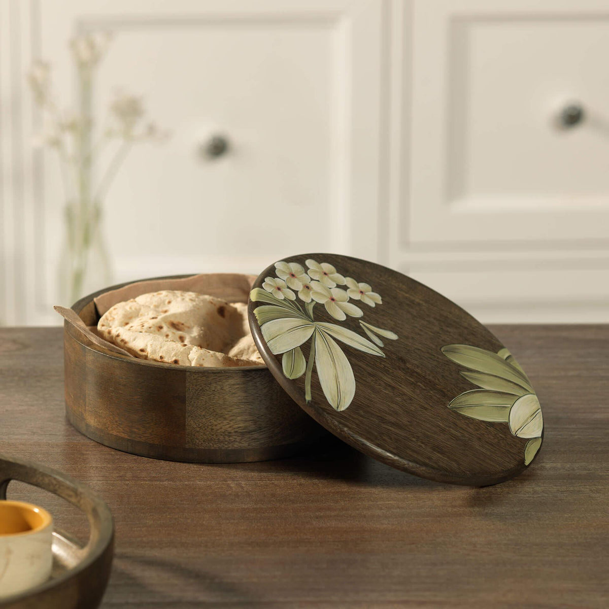 Frangipani Wooden Roti Box - ellementry